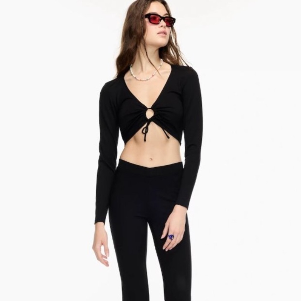 Aritzia Top Womens Small Sun-Deh Sunday Best Brown Far Out Cropped Long Sleeve - Picture 2 of 10
